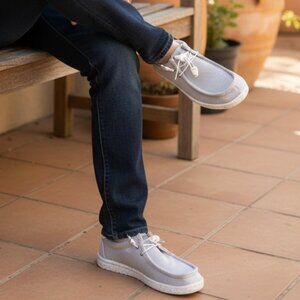 NEW Hey Dude Wally Socks Sneakers Mens Sz 13 Gray Slip On NWT